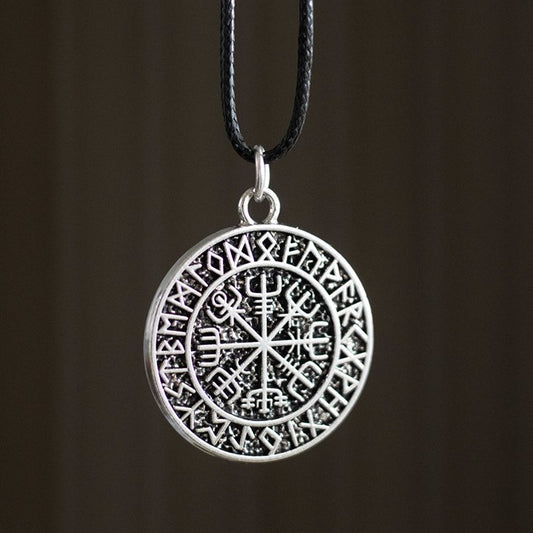 VEGVISIR VIKING COMPASS VIKING CORD NECKLACE