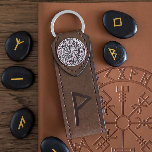 JOY VIKING RUNE FAUX LEATHER KEYRING