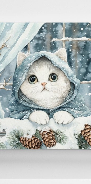 Winter Witch Cat Canvas Print