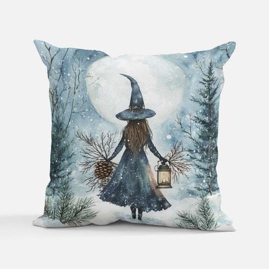Winter Witch in the Woods Cushion