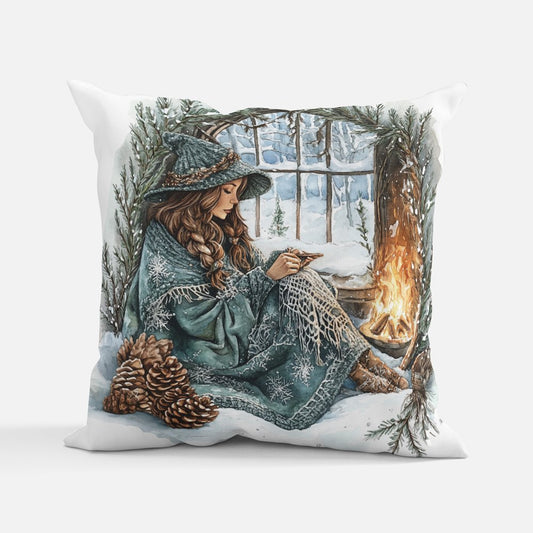 Winter Witch in window cushion