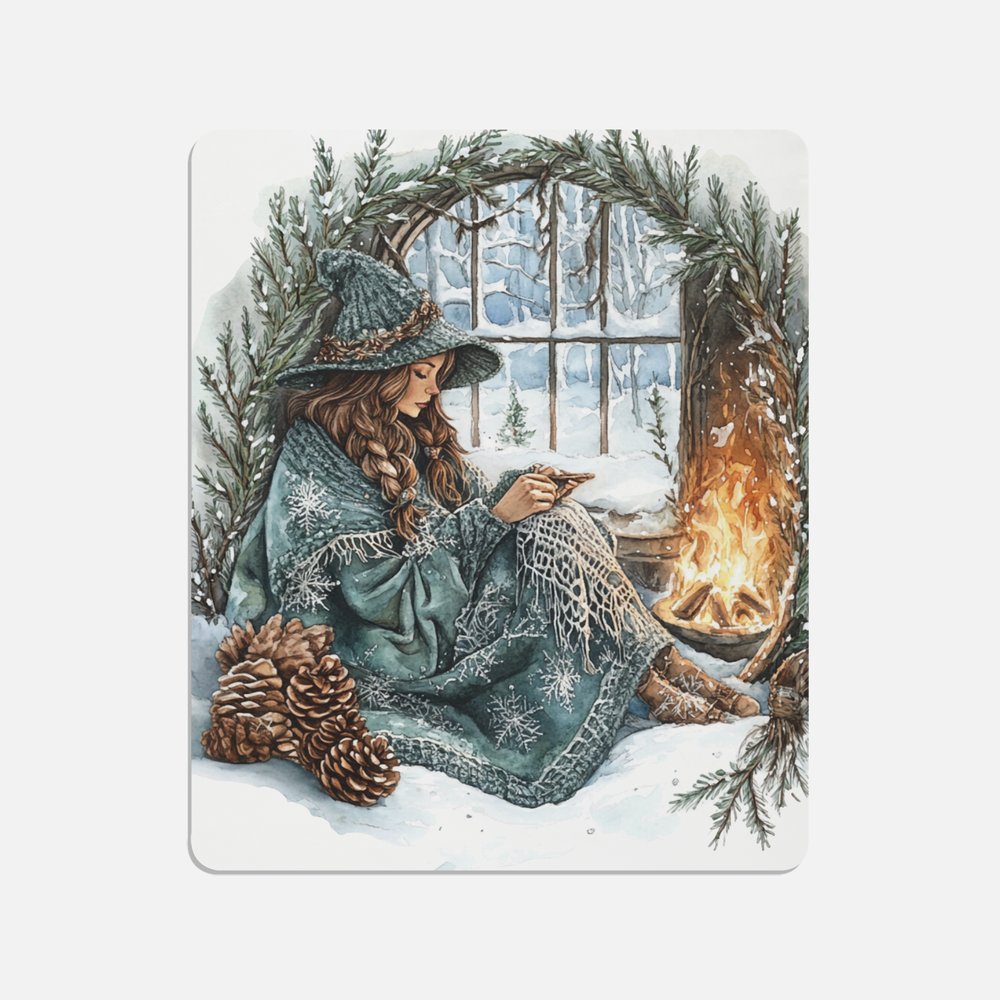 Winter Witch in window Canvas Print